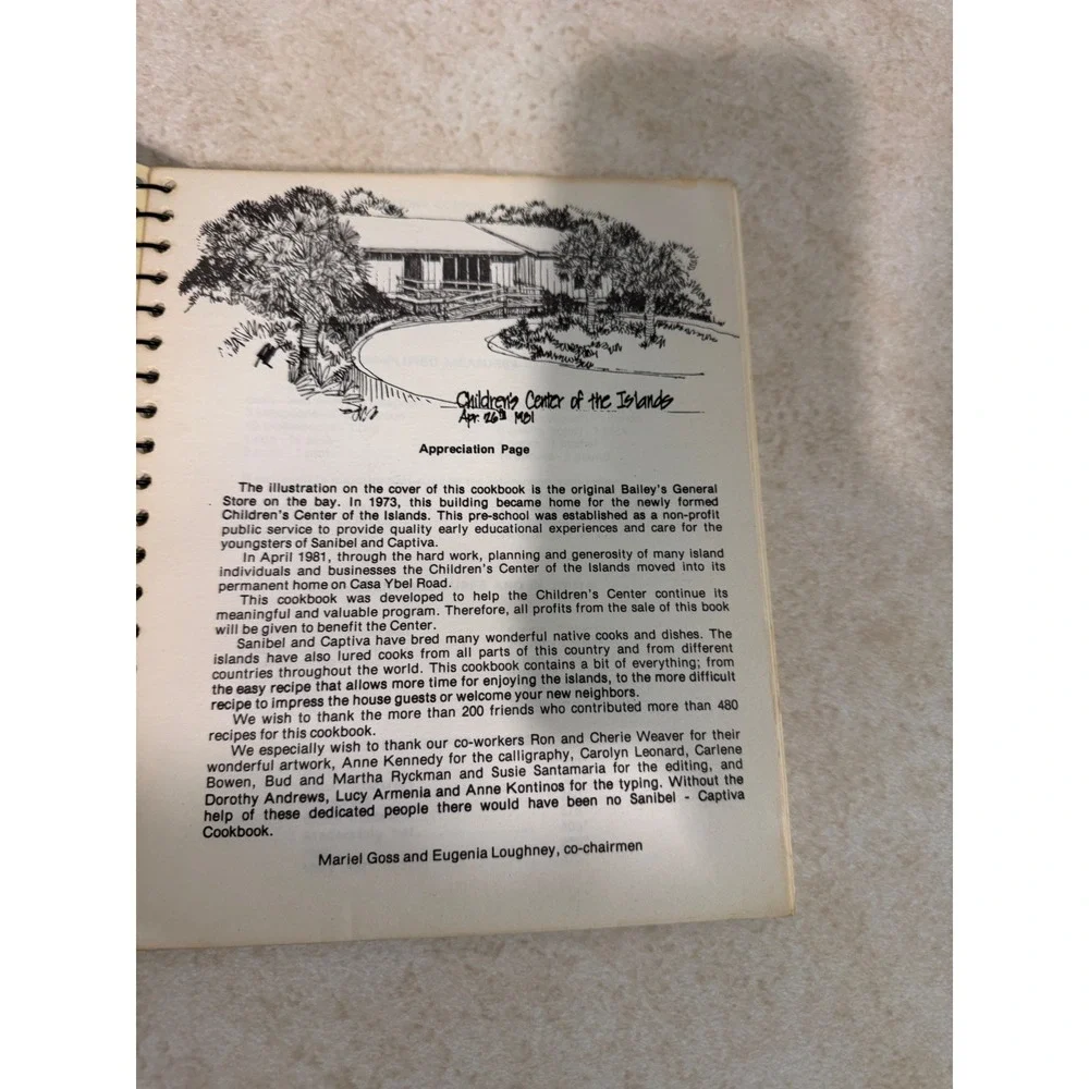 Vintage 1981 Sanibel-Captiva Cookbook Florida Regional Recipes Spiral Bound